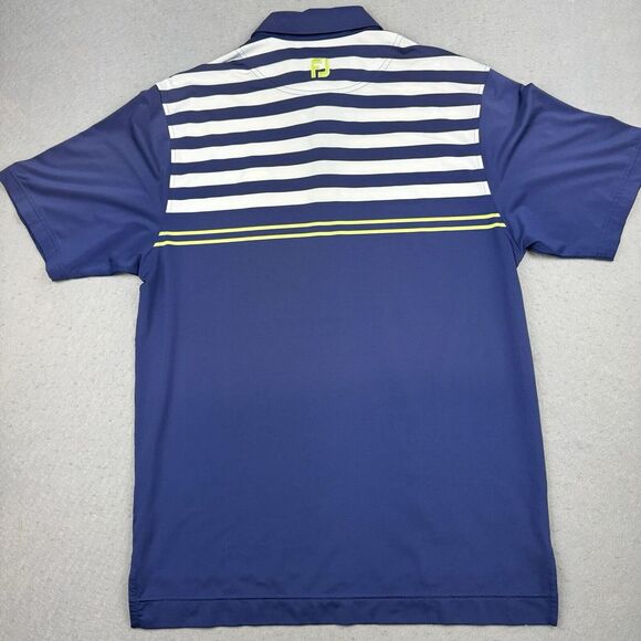 FootJoy Polo Mens Medium Short Sleeve Blue White‎ Performance Stretch Golf Shirt - Picture 6 of 9